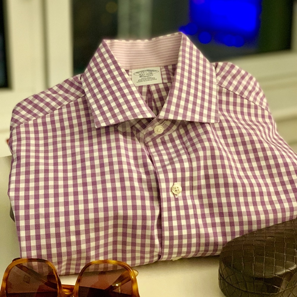NWOT Brooks Brothers purple gingham shirt